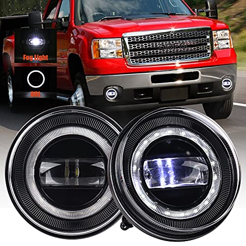 DRFG LED Fog Light with DRL Compatible with 2007-2013 GMC Sierra 1500/2007-2014 GMC Sierra 2500HD/ 2007-2014 GMC Sierra 3500HD Fog Lamps Assembly Bumper Driving Fog lamp Kit