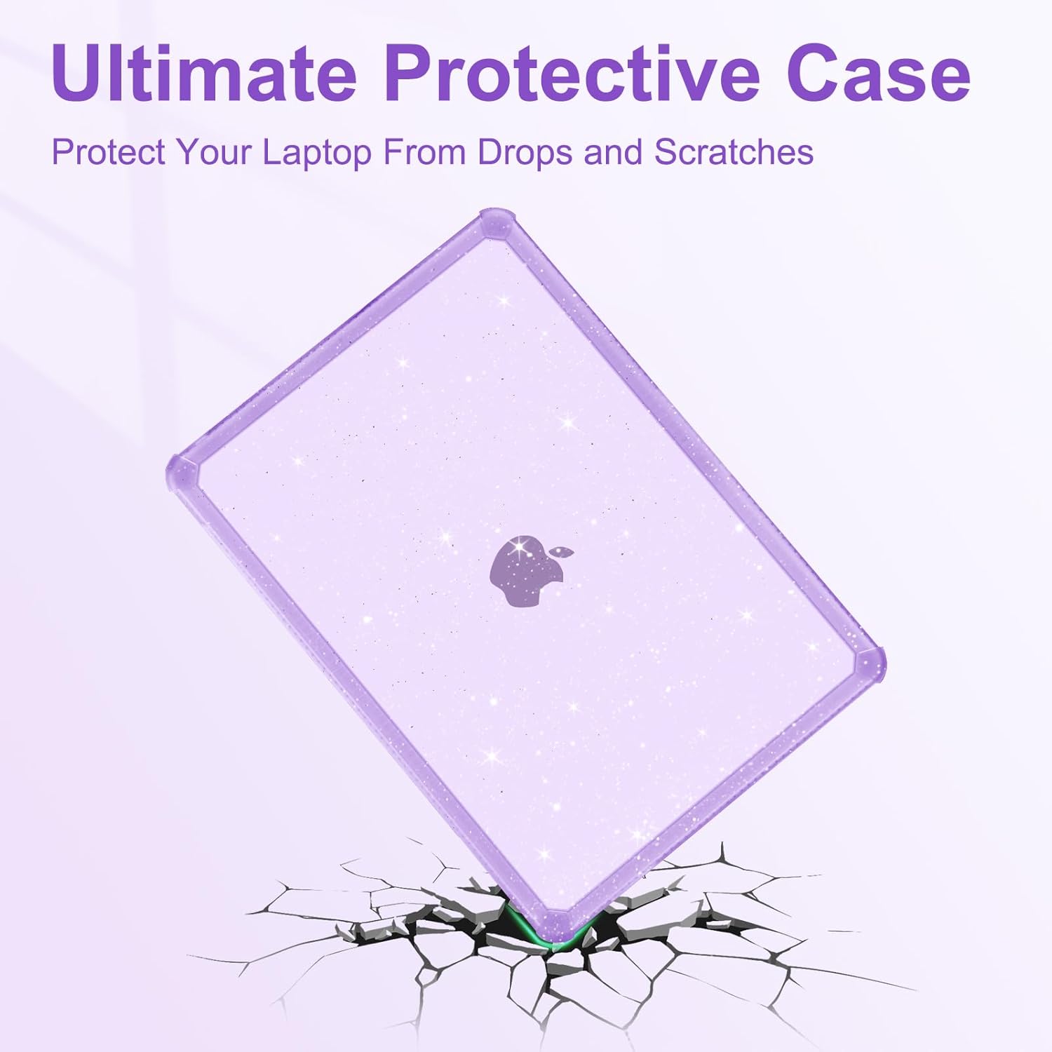 MOSISO Compatible with MacBook Pro 13 inch Case M2 2026-2016 A2338 M1 A2251 A2289 A2159 A1989 A1708 A1706, Crack-Resistant Heavy Duty Glitter Hard Case with TPU Bumper&Keyboard Cover, Purple