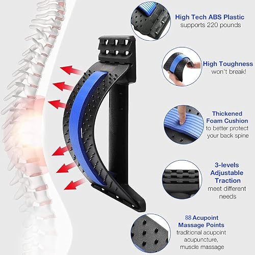Premium Quality,Chiropractor Approved,Adjustable&Collapsible, Back Stretcher, Relieves Back & Neck Pain, Lumber Extension,Neck&Back Therapy,Portable,Easy To Use,Home,Office,&Travel. #TOP2