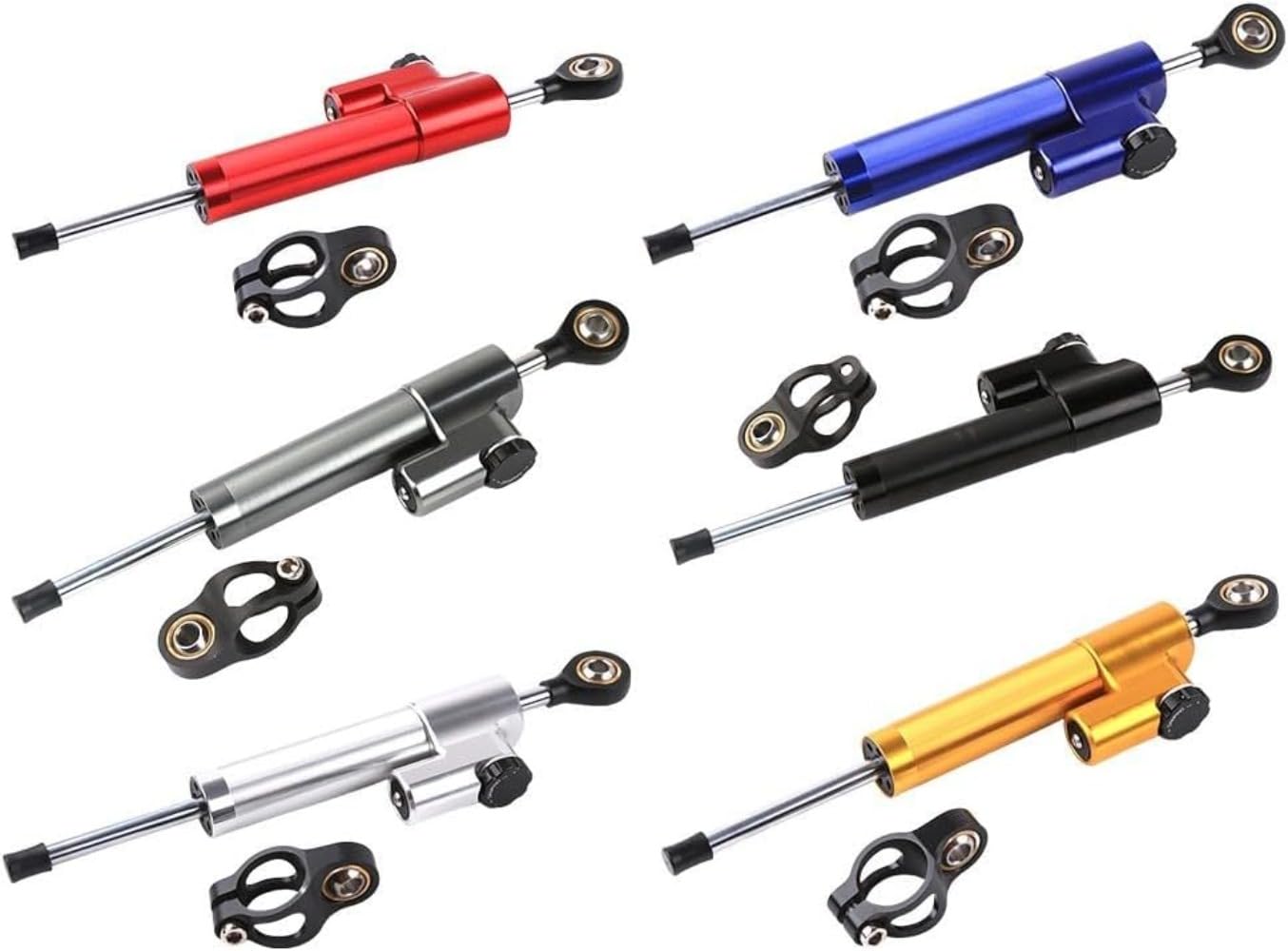 256 mm Motorrad-Lenkungsdämpfer Stabilisator, Motorräder Straßenrad Sport Fahrrad Rennrad Kohlefaser, Motorrads Lenkerdämpfer Lenkerhalterung Dämpfer (gold)