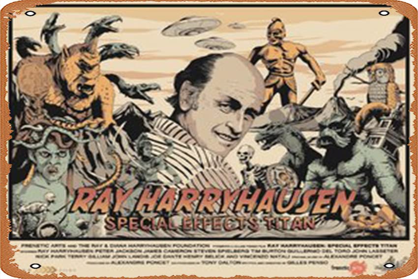 Vintage Metal Tin Signs Movie Poster Ray Harryhausen: Special Effects Titan For Home Bar Coffee Man Cave Kitchen Farm Garage Shop Bathroom Wall Art 8x12 inch