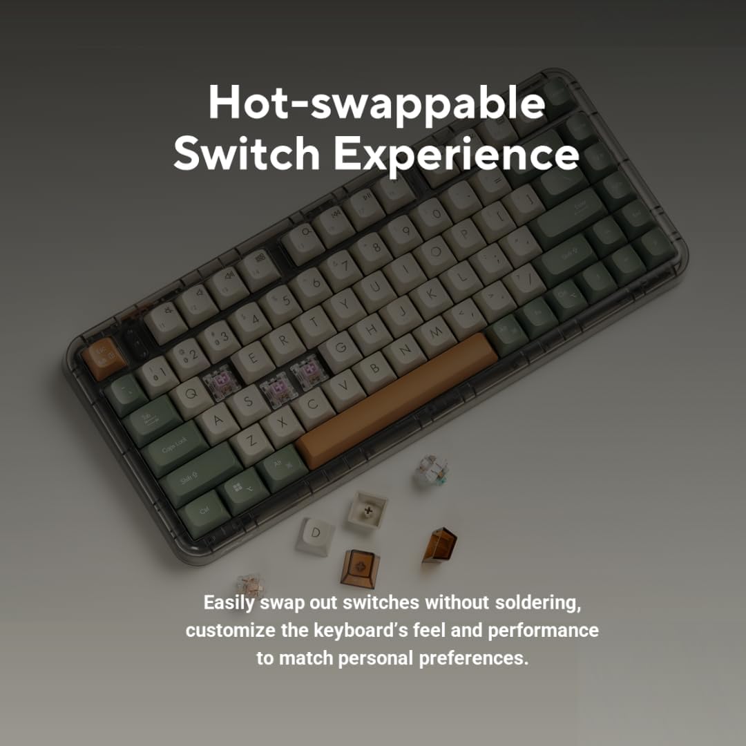 ASUS Jelly75 Wireless Keyboard KD201 – Tri-Mode (BT/2.4GHz/Wired), up to 5 Devices, Hot-Swappable, 1K Polling Rate, Smooth Quiet Typing, Windows/MacOS Toggle, for Productivity/Gaming – Volt Green
