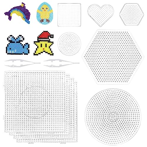 Lot de 10 Plaques Transparentes pour Perles à Repasser - Modèles de Bricolage Cadeaux pour Enfants