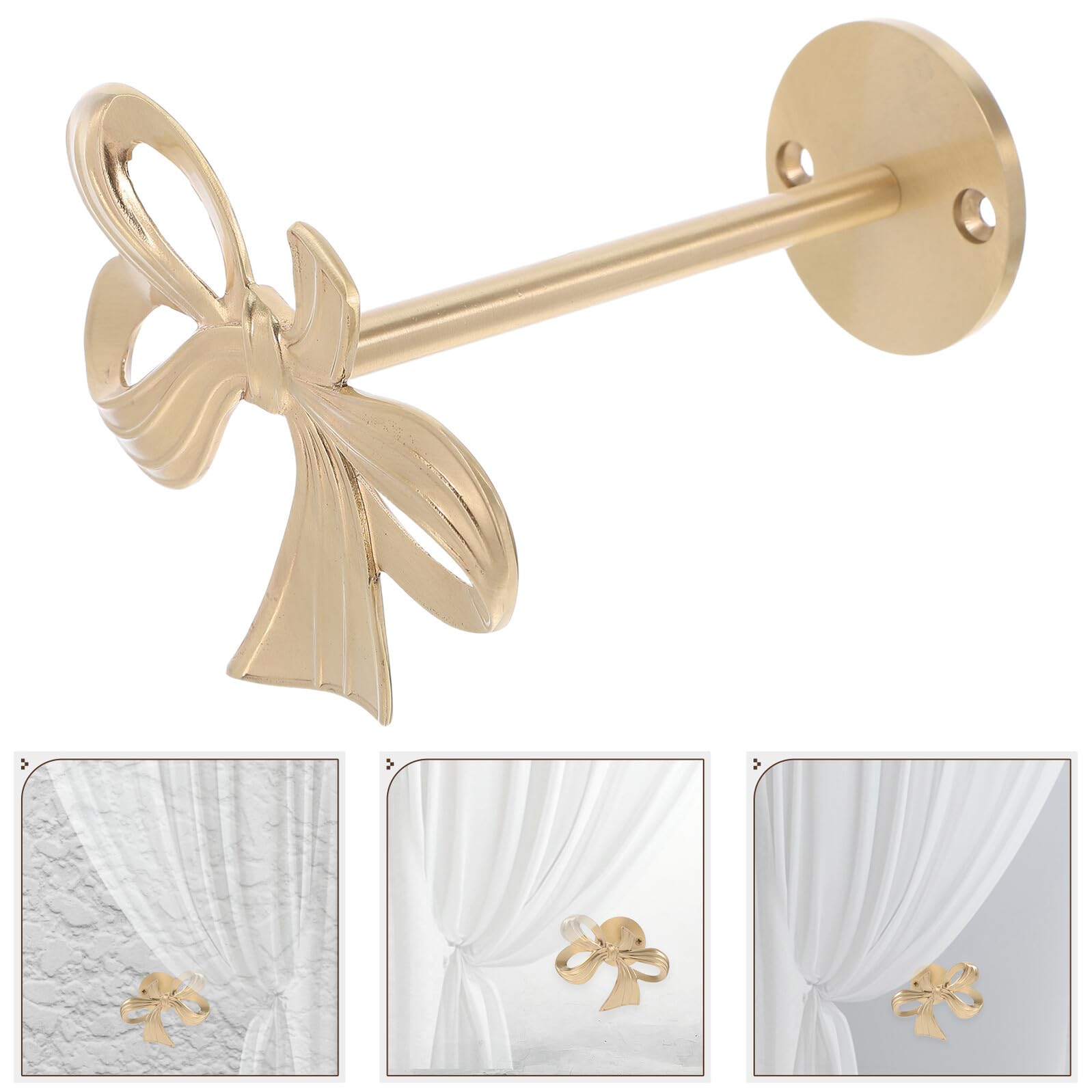 Crochets Muraux à Nœud en Laiton Doré Supports D’Embrasses de Rideaux Décoratifs Organiseurs Multifonctions pour Salon Chambre et Bureau Fixation Murale Élégante