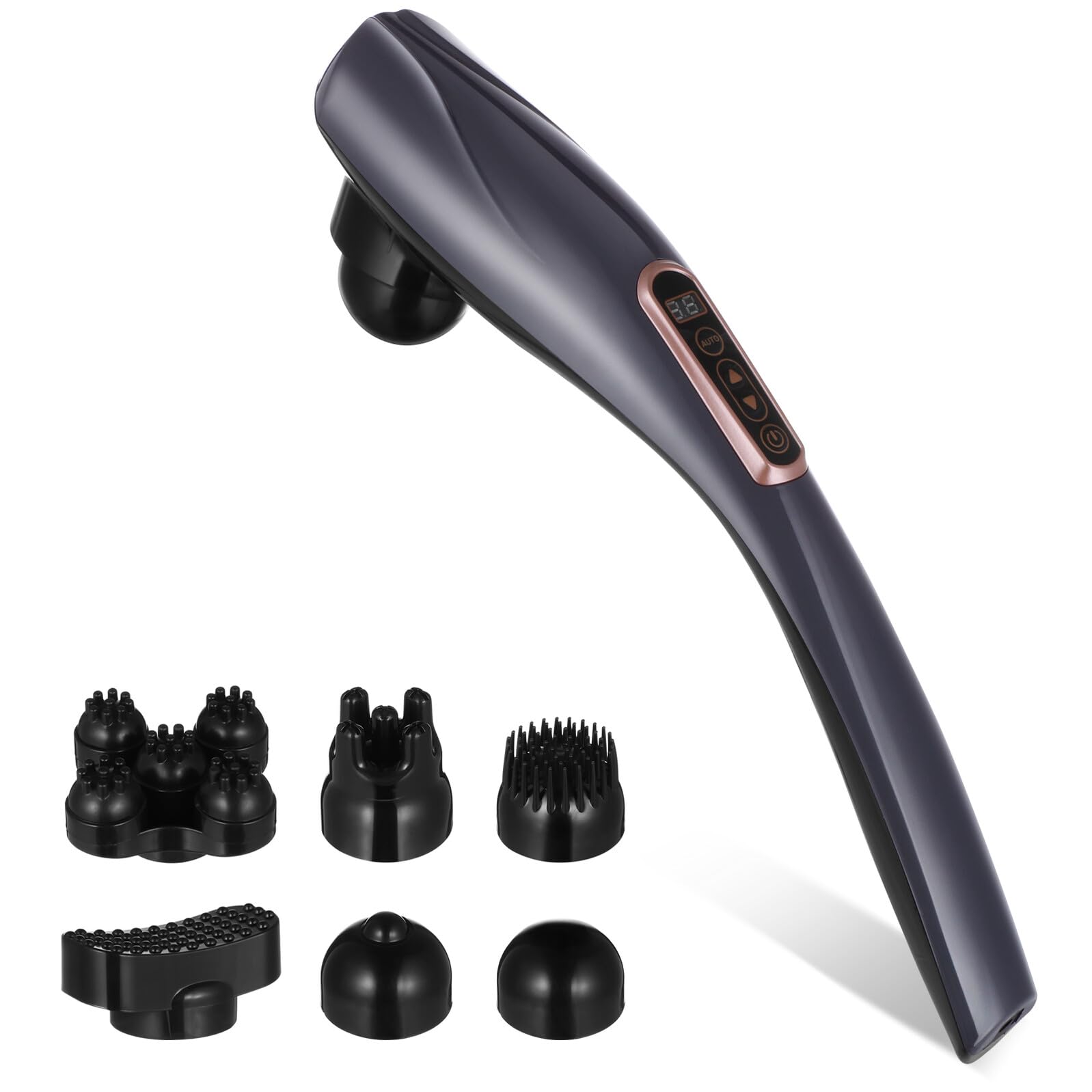 Massaggiatore a Mano a Forma di Delfino, 2000mah ABS Nero