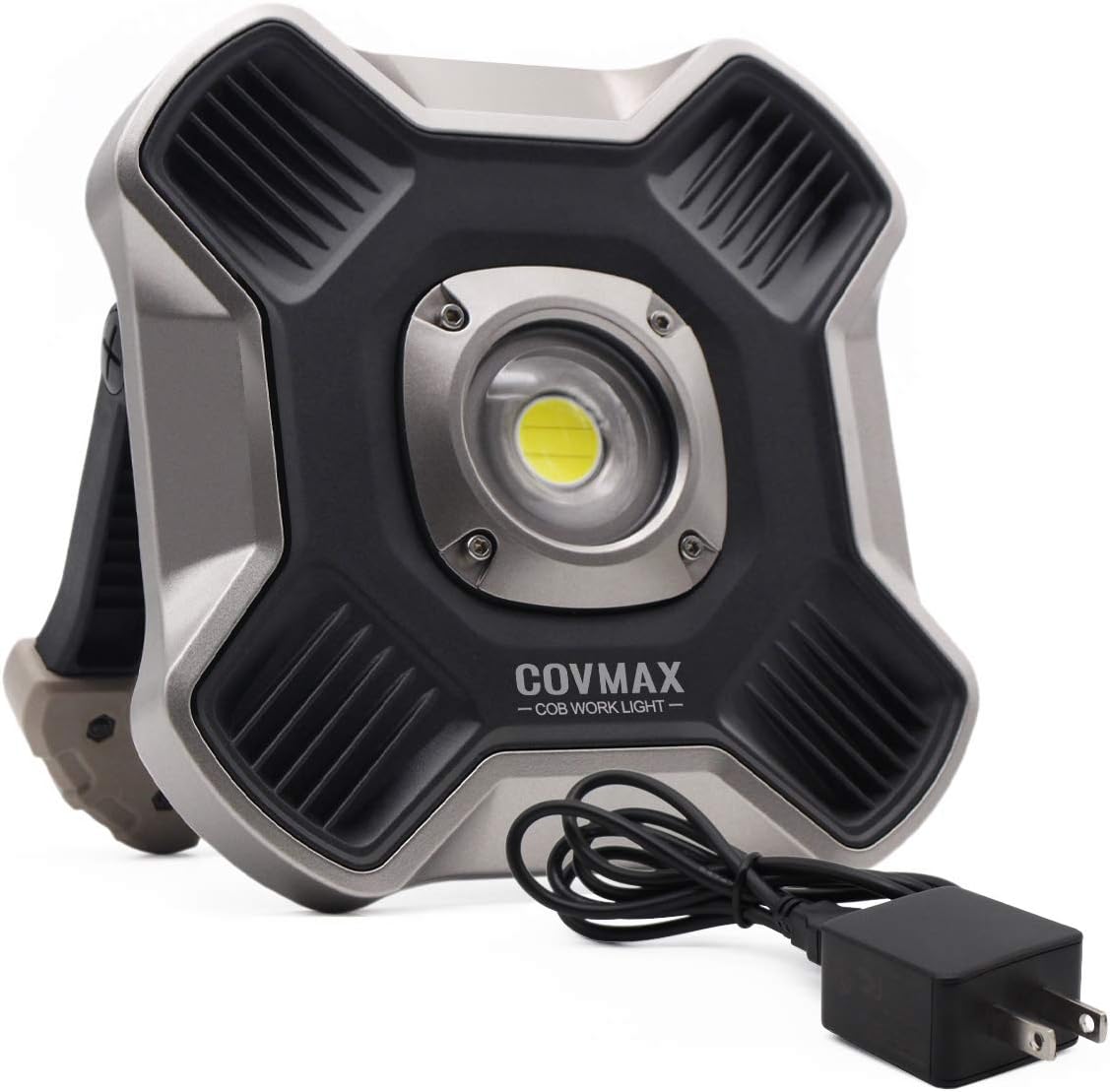 Portable LED Work Light, 2600LM 20W Rechargeable Flood Light, 5 Brightness Waterproof Spotlights with Power Plug, for Outdoor Camping Hiking Emergency and Job Site Lighting