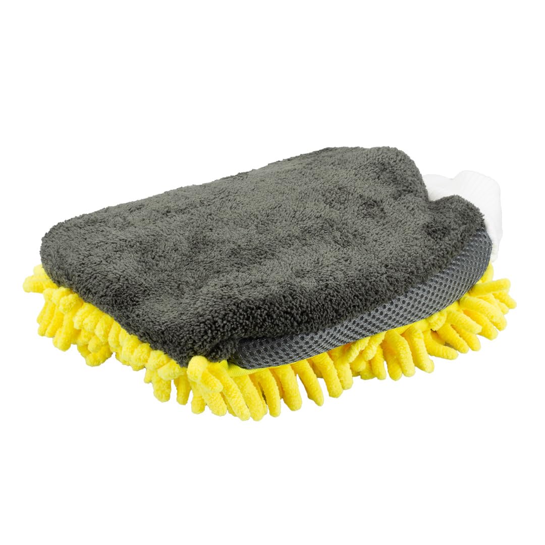 Maxshine Universal Yellow Chenille Microfiber Car Wash Mitt – High-Efficiency Wash Mitt for Cars, SUVs, Trucks, Boats & RVs – Scratch-Free Auto Detailing Accessory
