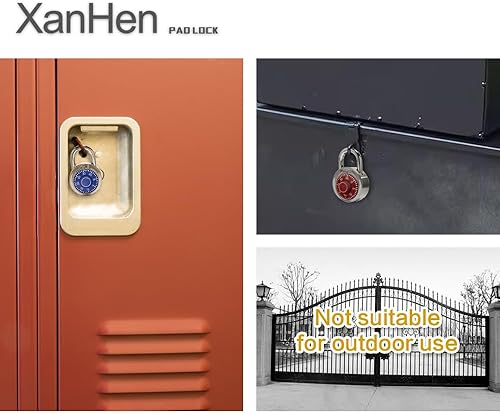 Miniatura 6 de Candados de combinación con cuerpo de metal, uso en interiores para taquillas de gimnasio y casillero escolar, Negro, paquete de 12