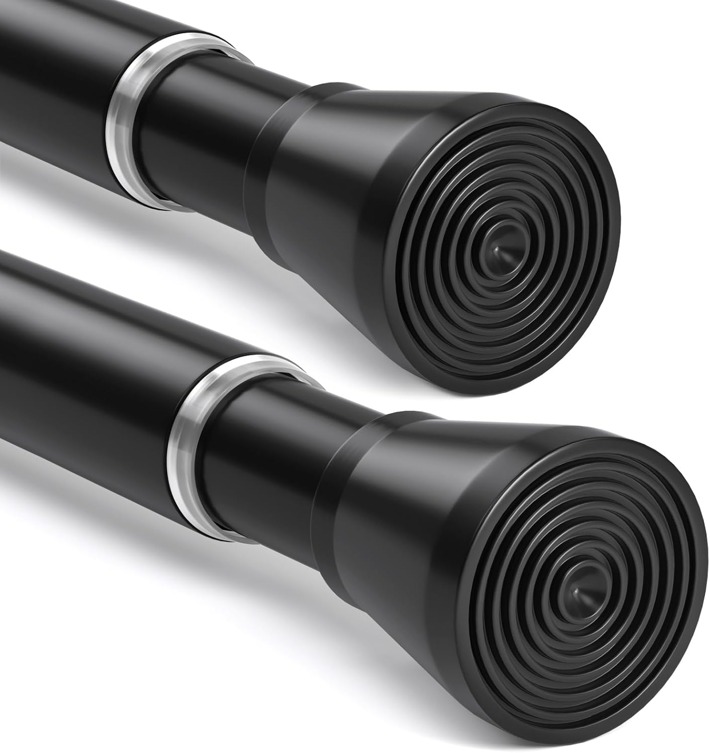 Black Tension Rods for Windows 28 to 48 Inch 2 Pack Spring