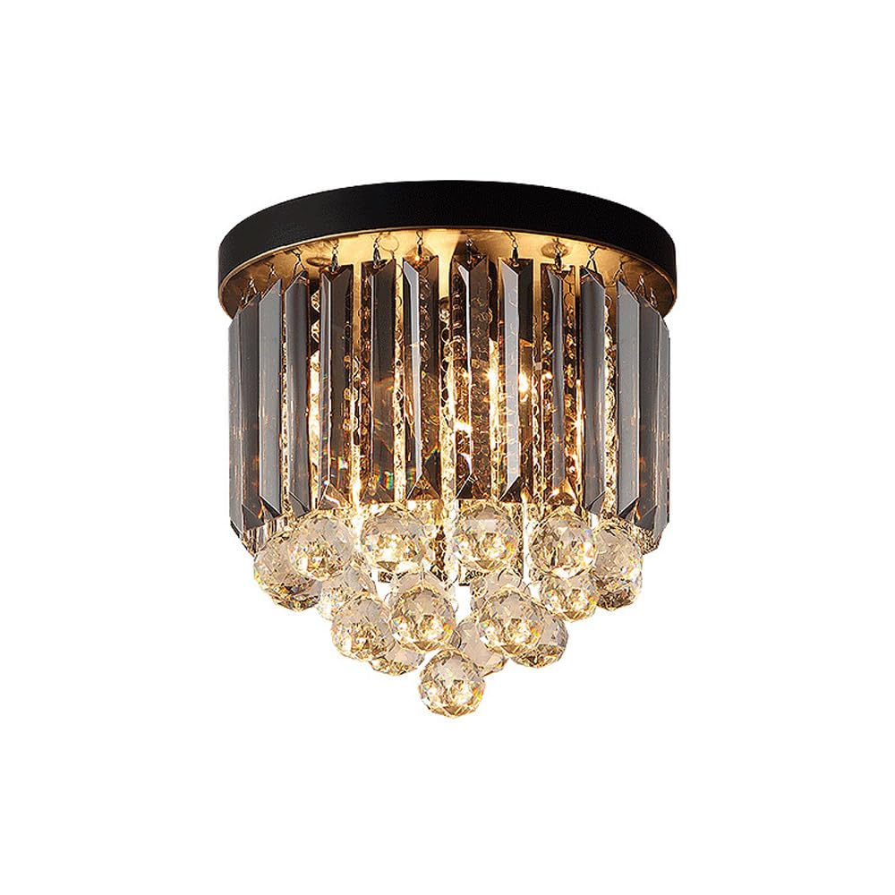 LYMSXAZOU Crystal Chandelier Ceiling Light Fixture - Elegant 4-Light Flush Mount Lighting for Bedroom, Living Room, Dining Hallway
