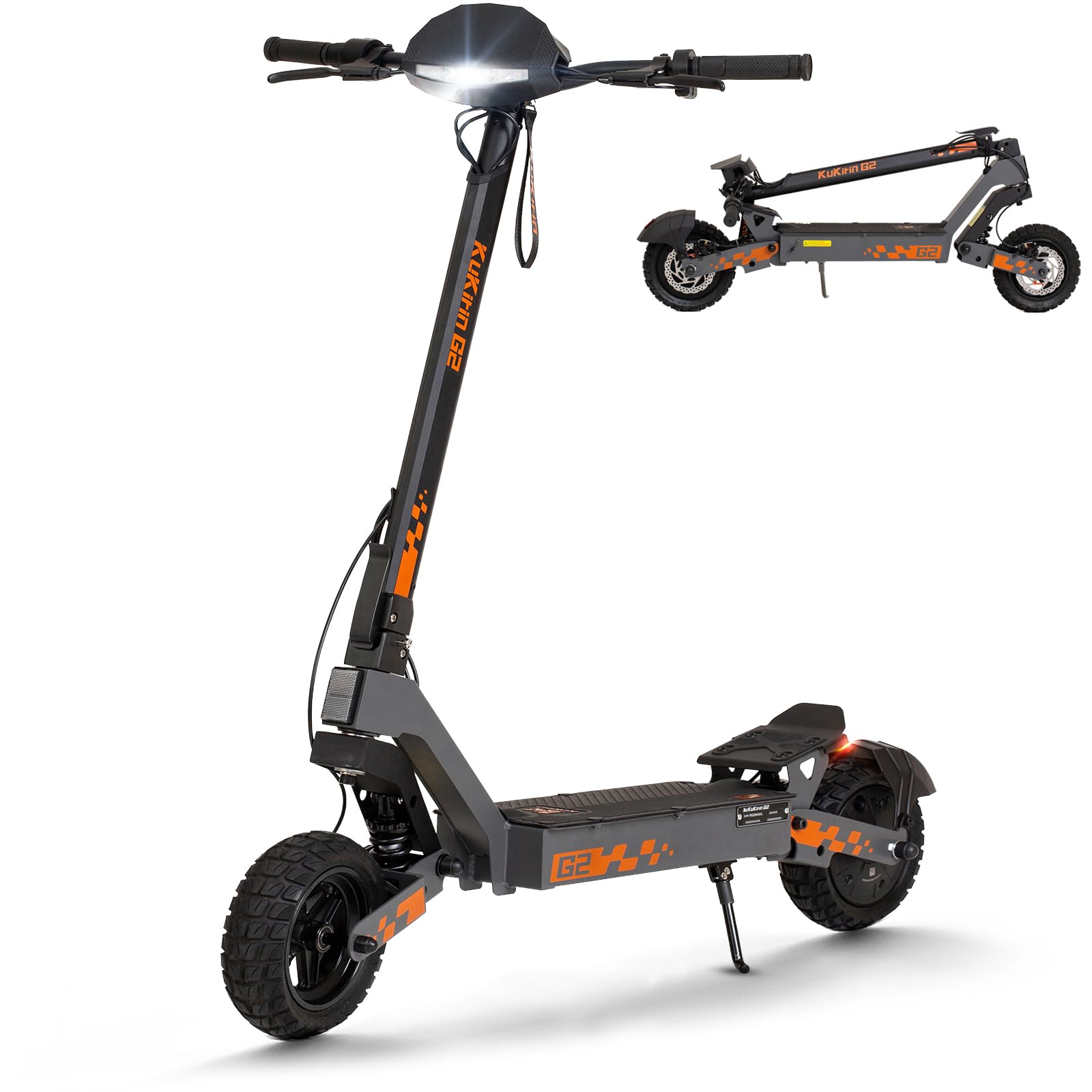 Kukirin Electric Scooter Adults All Terrain, Electric Scooter, Powerful Folding Electric Scooter/Autonomy of 55 km/10 Inch Wheels/Maximum Load 120 kg/Double Disc Brakes,G2