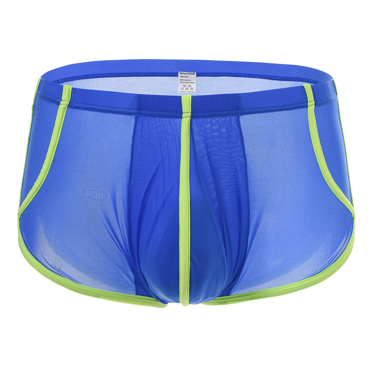 BIATWOWR Men's Boxershorts Sexy Sheer Mesh Panels Bold Colors Athletic Pouch Breathable Fashion Design