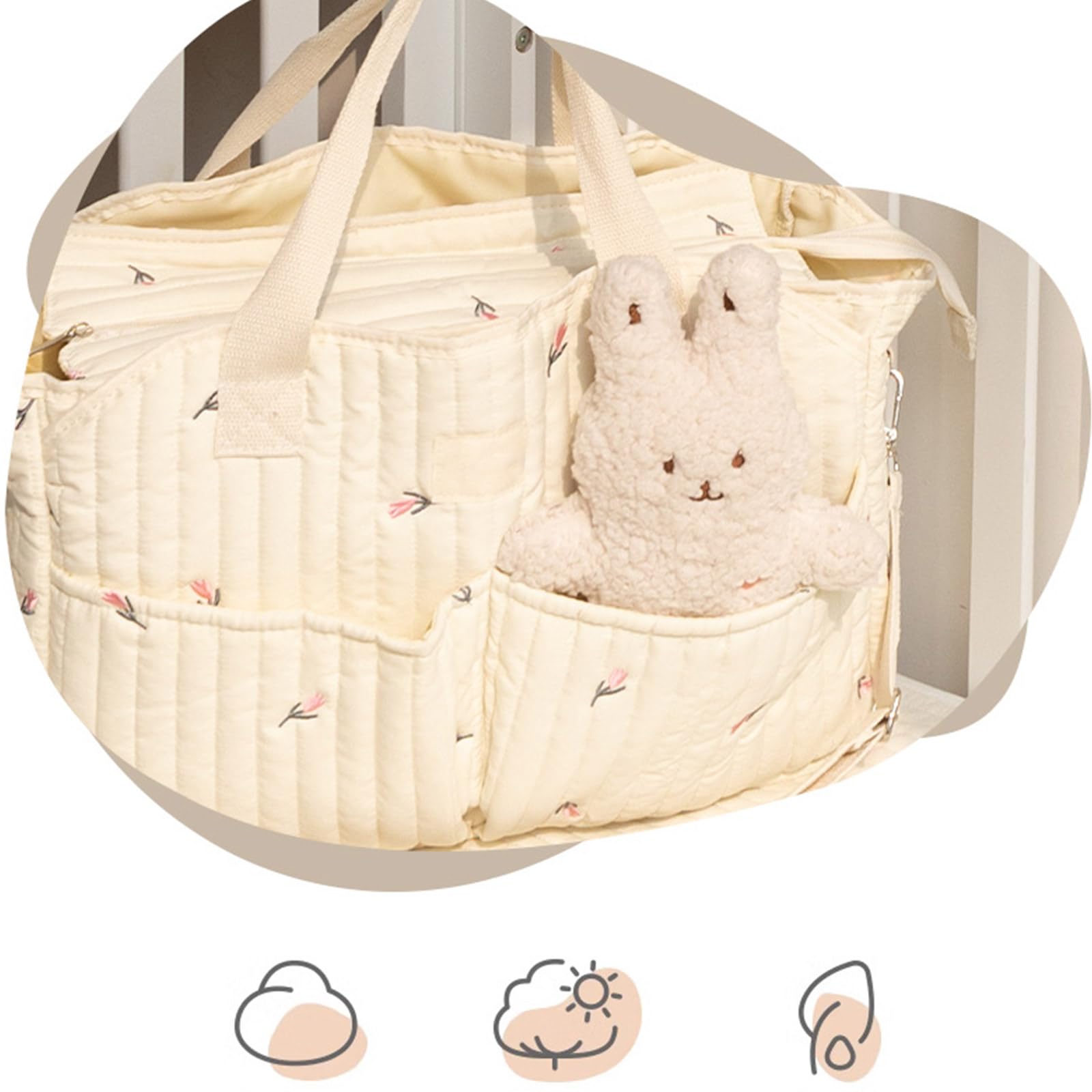 Bolsa de almacenamiento para pañales para mujer, cruzada, gran capacidad, patrón bordado para mamá, bolso de hombro elegante para mamá