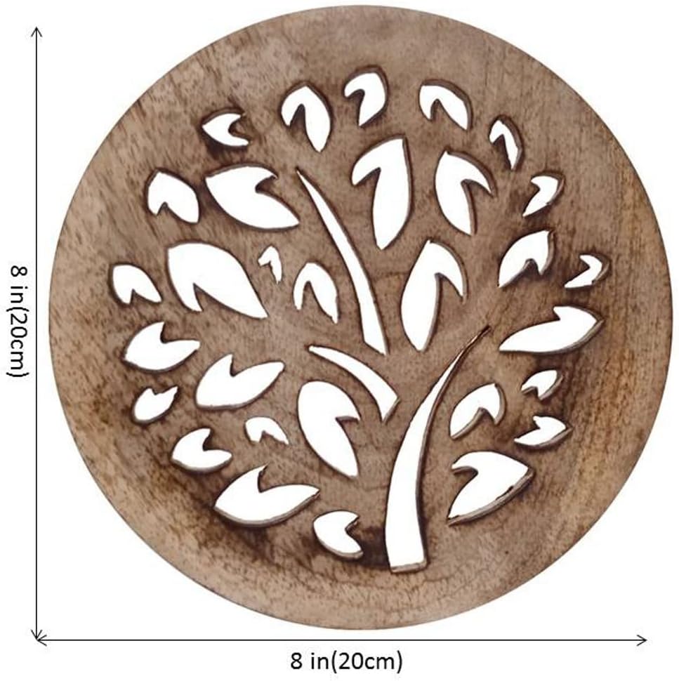 Purpledip Wooden Trivet 'Leafy Tree': Coaster Hot Pad Mat Or Wall Hanging (12526)