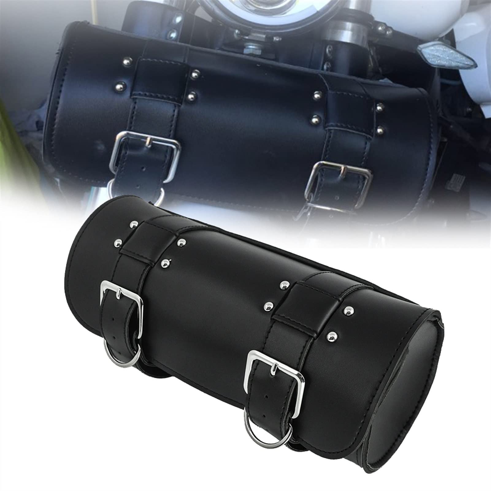 pour Harley Sportster Chopper Bobber Cruiser Dyna Softail Moto Sacoche Selle Bagages PU Sacs Fourche Avant Sac À Outils Sac À Outils Moto Accessoires
