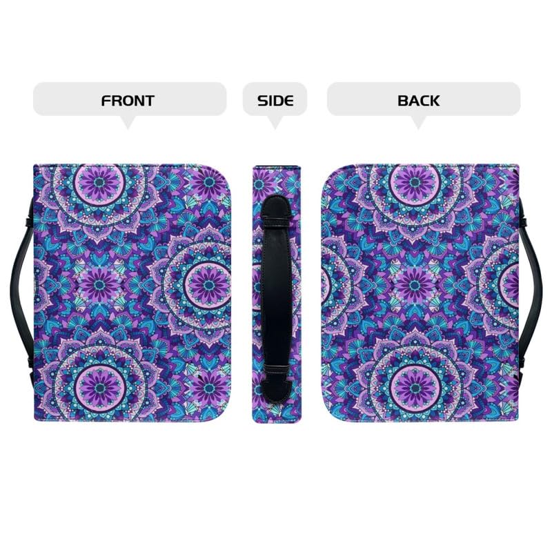 Garronmavis Blue Purple Mandala Flower Bible Cover Case for Women Mom Bohemia Flower Bible Tote Bag Floral Art Bible Accessories - M - Image 4