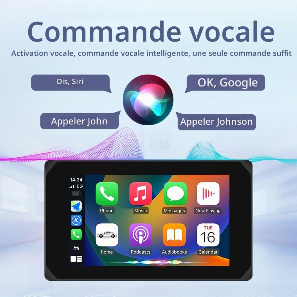 VSYSTO Moto CarPlay & Android Auto sans Fil avec Écran Doubles Caméras 1080P Avant et Arrière, Dashcam Moto Étanche de 5 Pouces, Écran Tactile HD, Navigation GPS, TPMS et Application Wi-FI