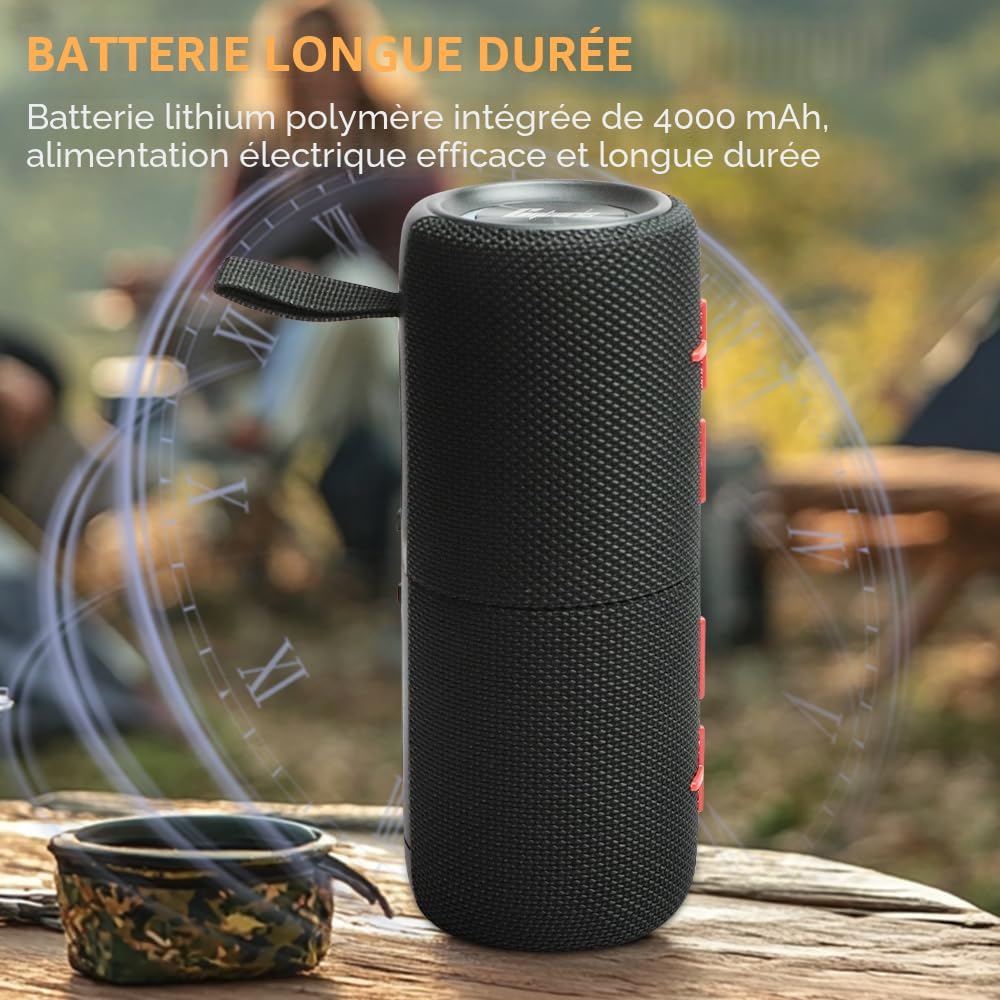 CYBORIS Enceinte Bluetooth puissante 5.3, portable 2-en-1 double, 20W de son puissant, 24h d'autonomie, son surround 360° séparable, appairage TWS,étanche IPX6, pour l'extérieur/La Fête/Voyage/Soirées