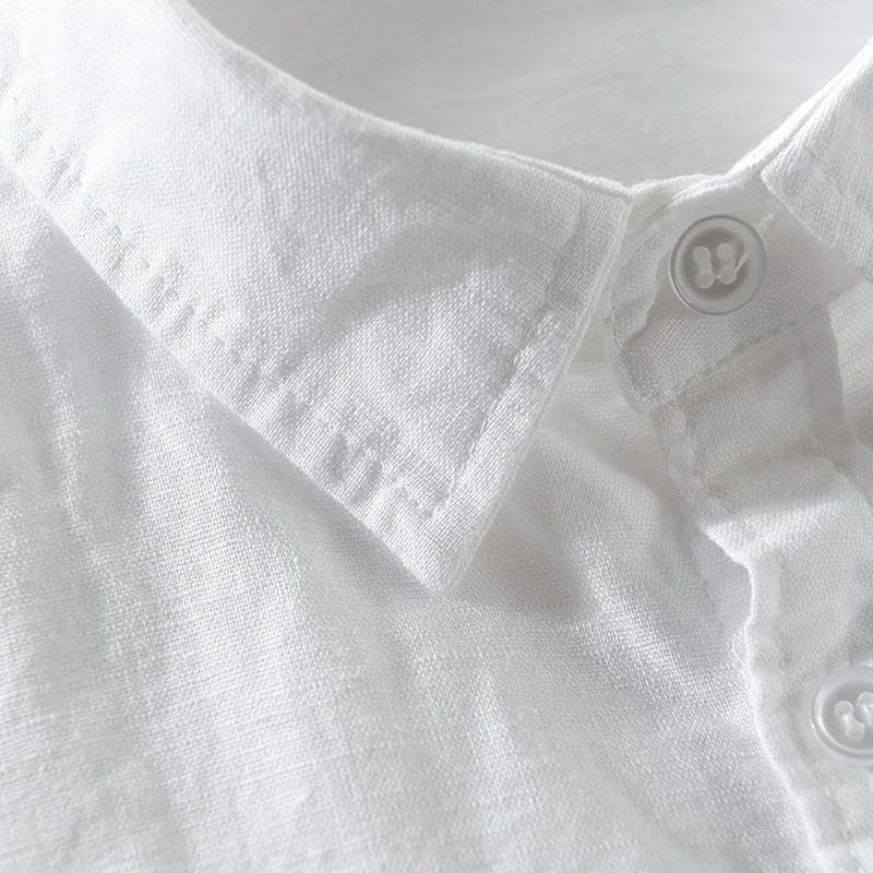 Camicia da uomo in cotone tinta unita a maniche lunghe con colletto quadrato blu cielo