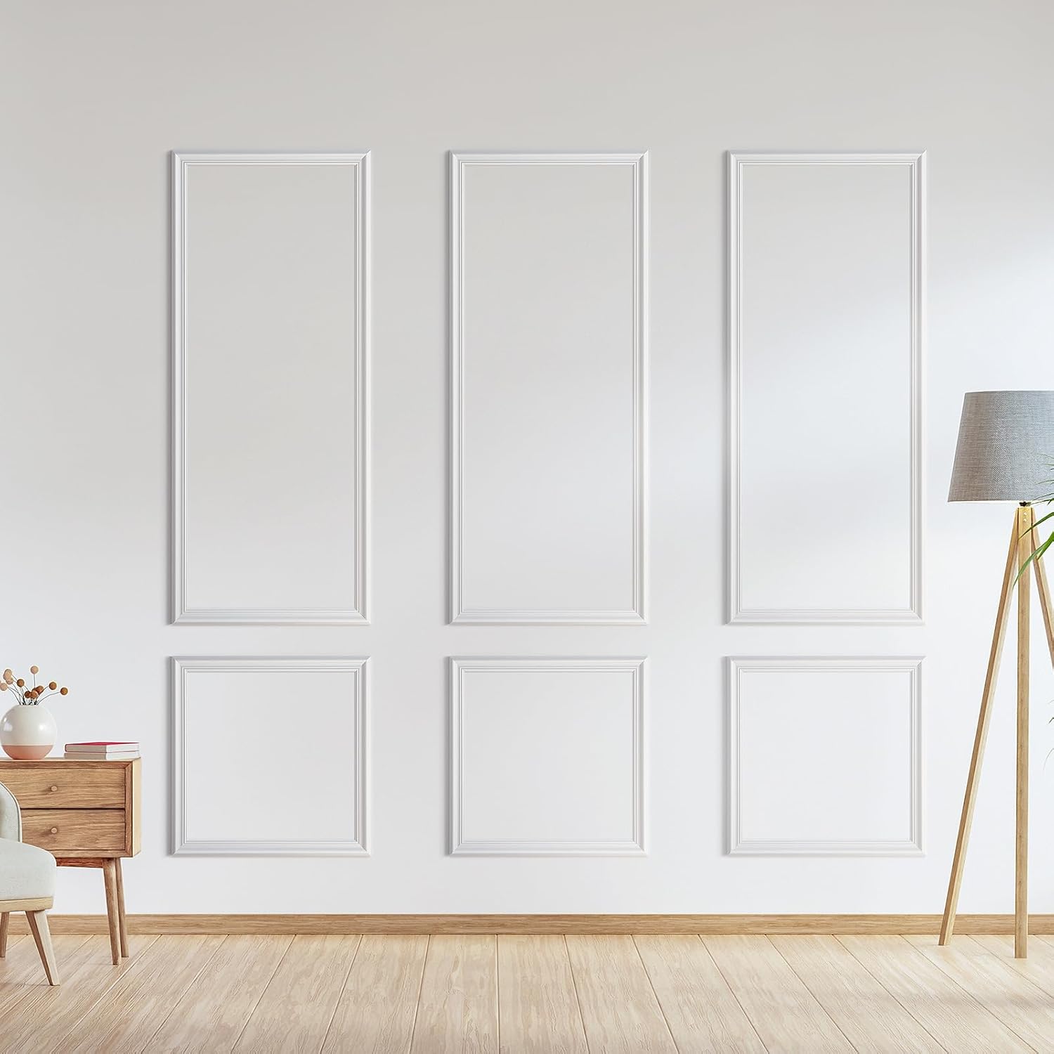 Peel and Stick Wall Molding Kit, Accent Wall Panels for Interior Wall Decor with Double-Sided Tape, 3 Set Pre-Cut PS Wainscoting Panels (54 * 24 in) 54x24 T40-2