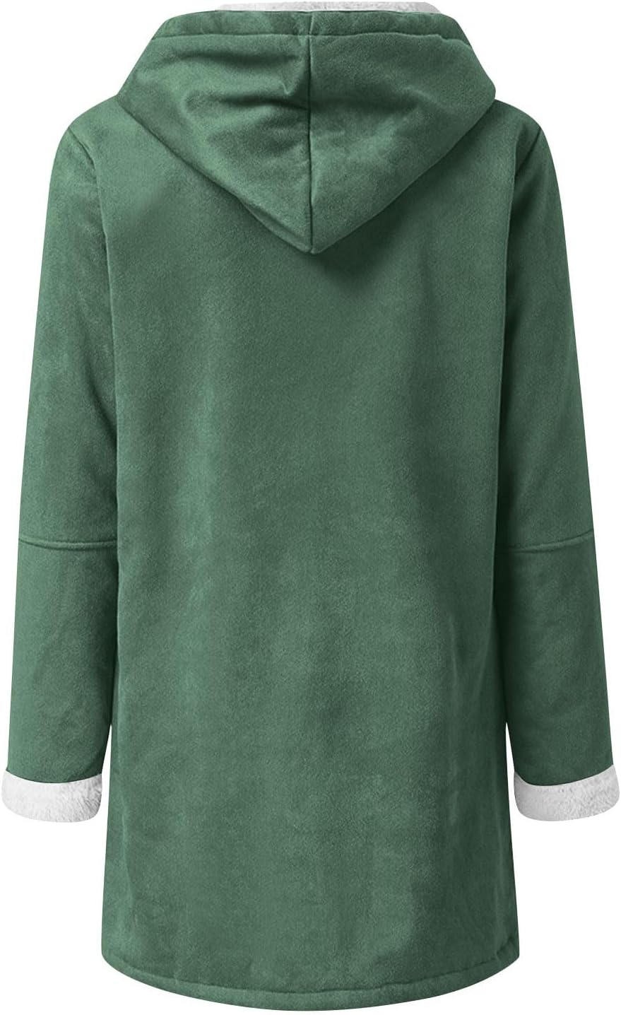 Sinzelimin Women Suede Shacket Jackets Plus Size Fleece Lined Warm Long Sleeves Hooded Coat Sweatshirt Outerwear with Pockets