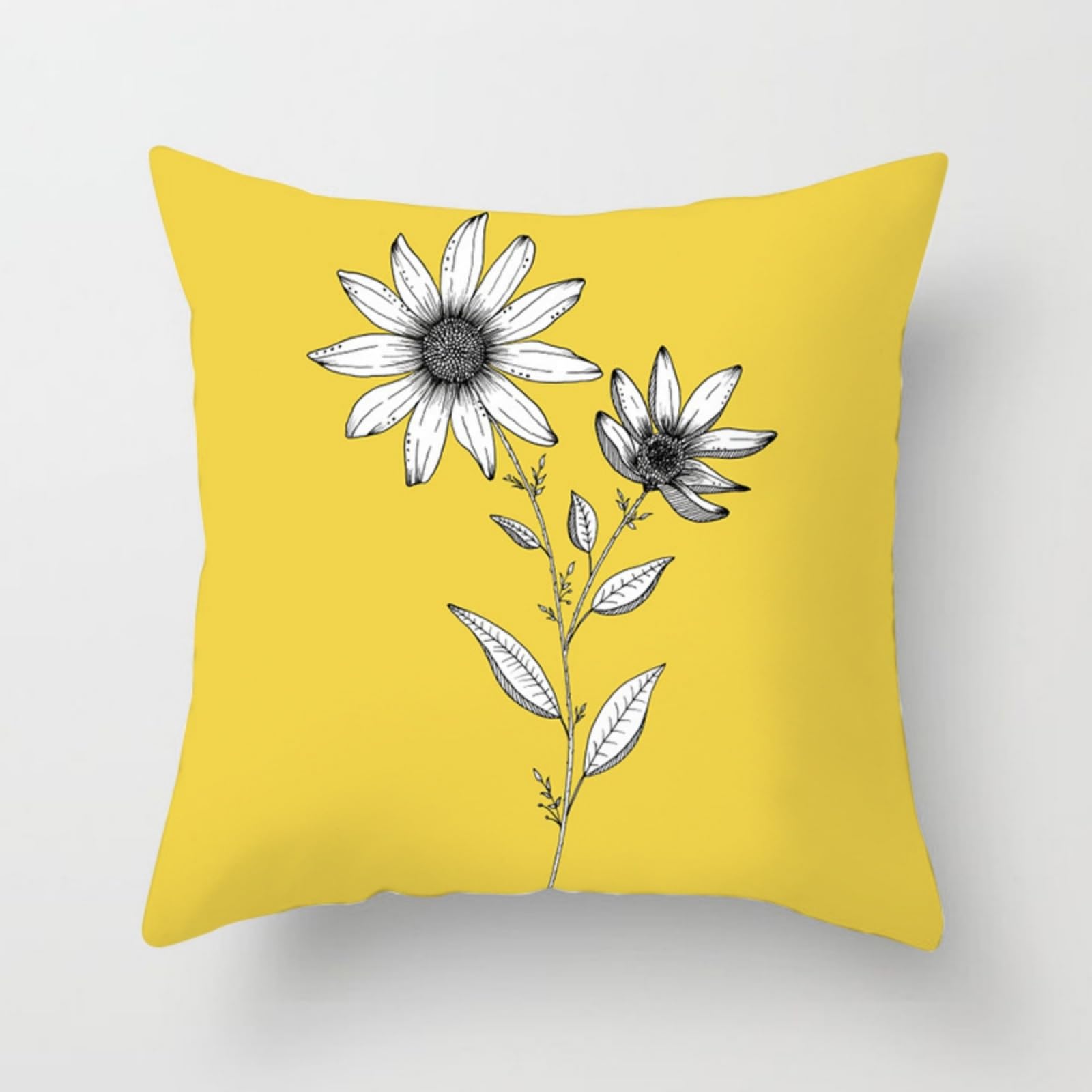 wxlmom Cushion Covers 40cm x 40cm White Flower Pillowcase Invisible Zipper