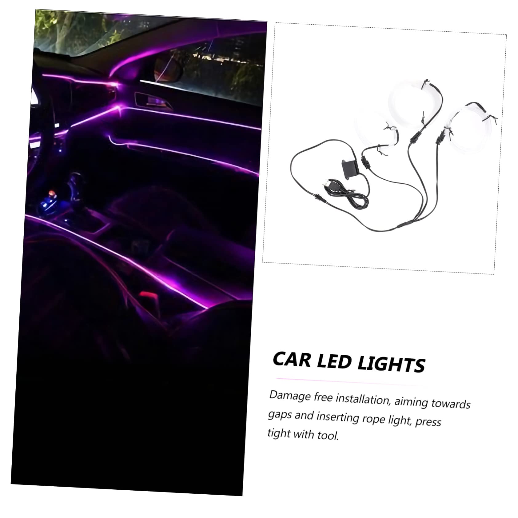 GLEAVI 2piezas Luces Led Ambientales para Interior De Automóvil Iluminación Decorativa USB Instalación Sin Daños Diseño y Consumo Ilumina Tu Experiencia De Conducción
