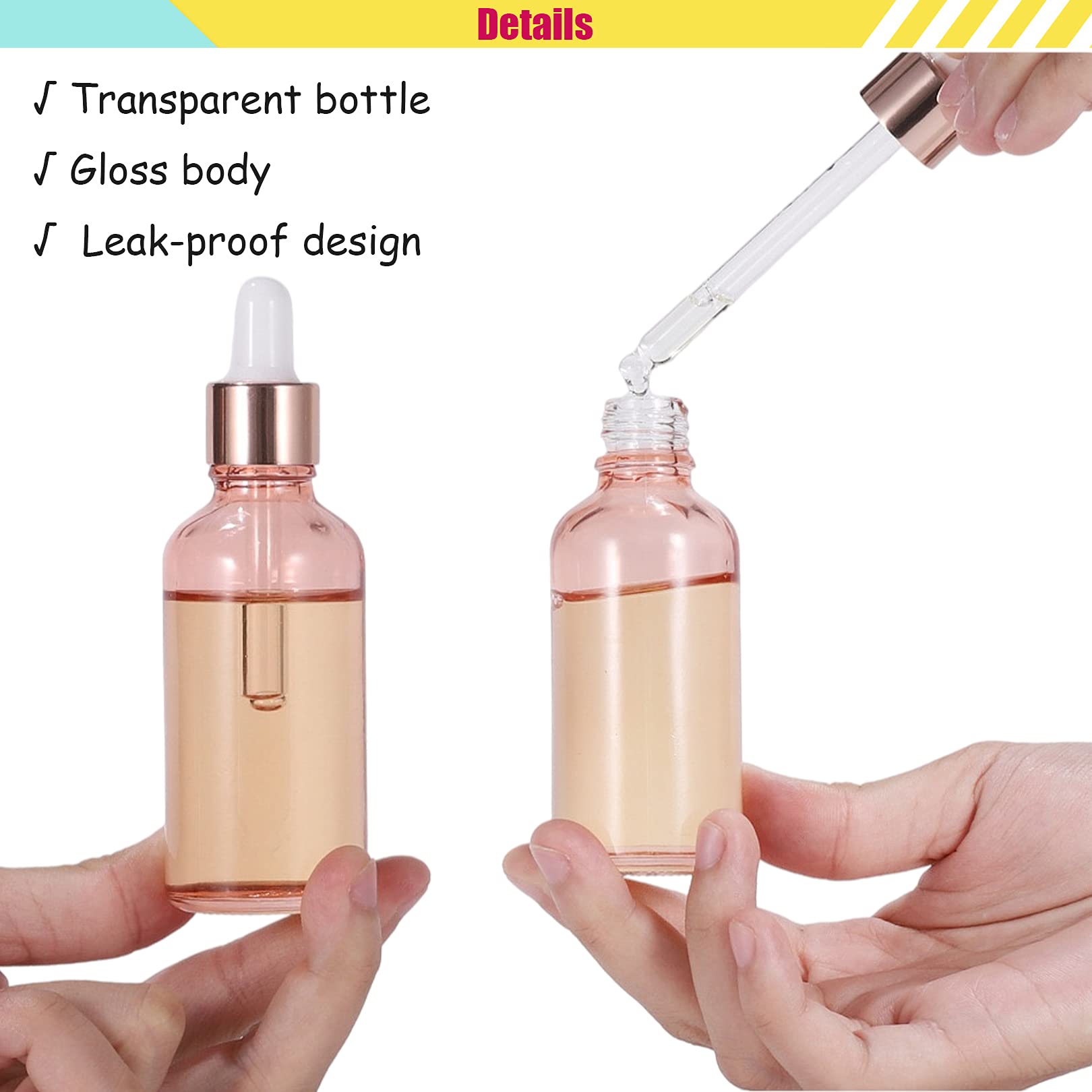 24 Piezas Rosa Frasco Cuentagotas Cristal 30ml, Botellas Cuentagotas con Pipeta de Vidrio Vacío, para Fragancias de Aromaterapia de Aceites Esenciales, Masaje, Fragancia, Viaje