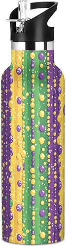 Miniatura 14 de Botella de agua reutilizable con aislamiento de doble pared con diseño de flores para el Día de los Padres, aislada, con tapa de popote, sin BPA, a