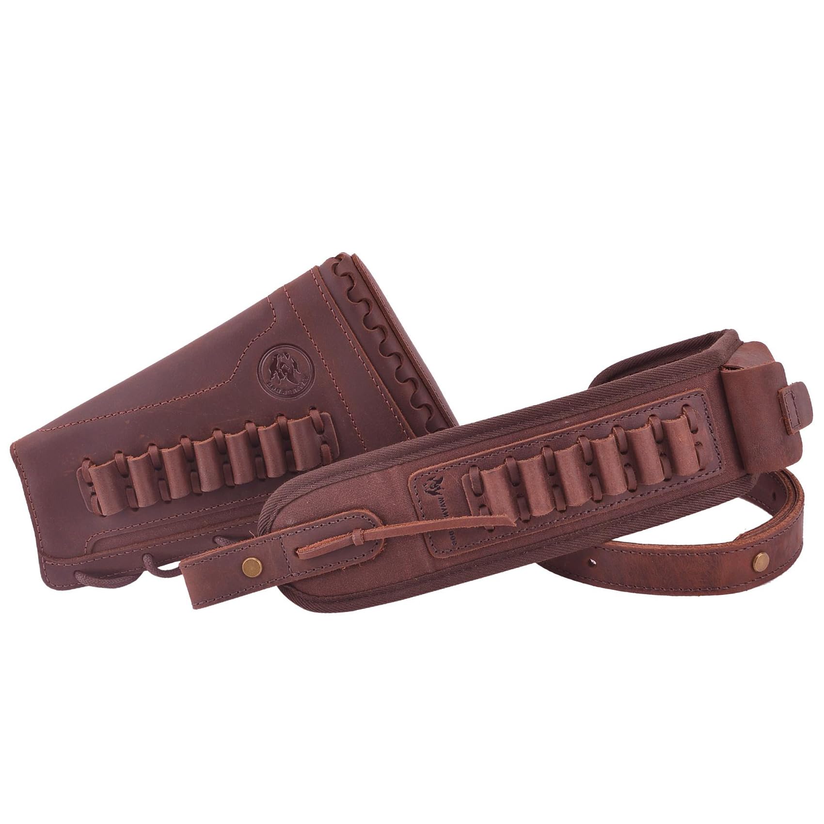1 Set of Leather Canvas Buttstock with Rifle Sling/Swivels .357 .30-30 .35 .38 (Lefty Hand - Coffee, without Swivels)