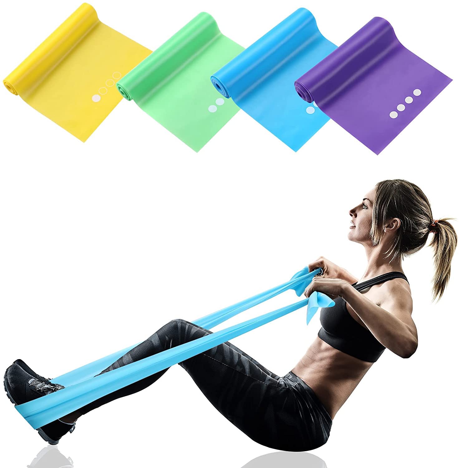 Fitnessbänder Set, GIEMIT Sport Band Fitness Trainingsband Latexfrei für Yoga, Pilates, Krafttraining, Physiotherapie