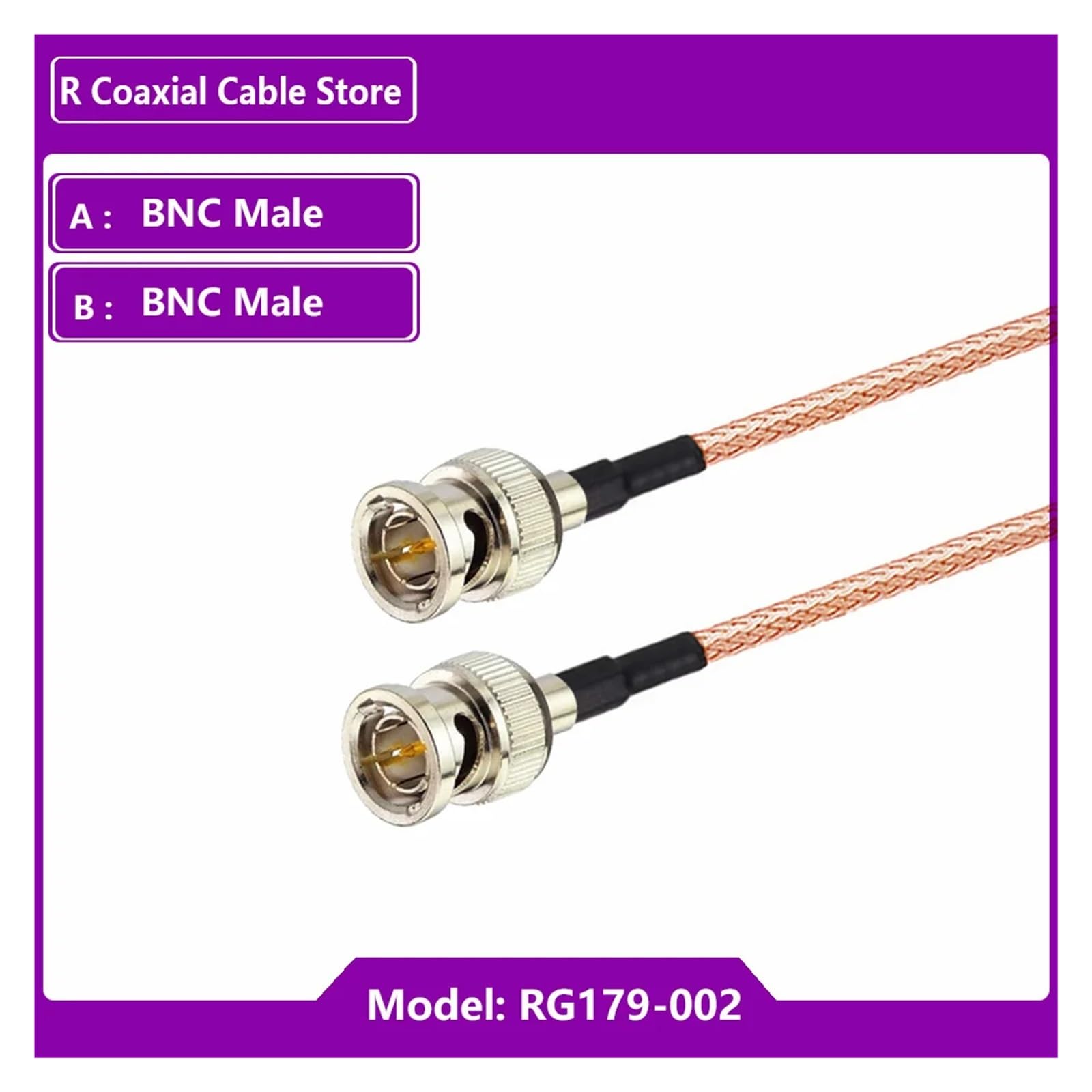 1 szt. RF koncentryczny BNC męski do wtyczki RG316 / RG174 RG58 kabel 50 Ohm RG179 75 złącze zaciskane podwójny przewód(RG179 BNC M to BNC M,10M)