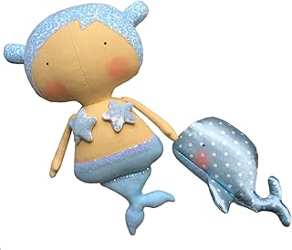 Tilda Sweetheart Mermaid and Tilda Whale it is Fabric Stuffed doll that will be the Kids room decor