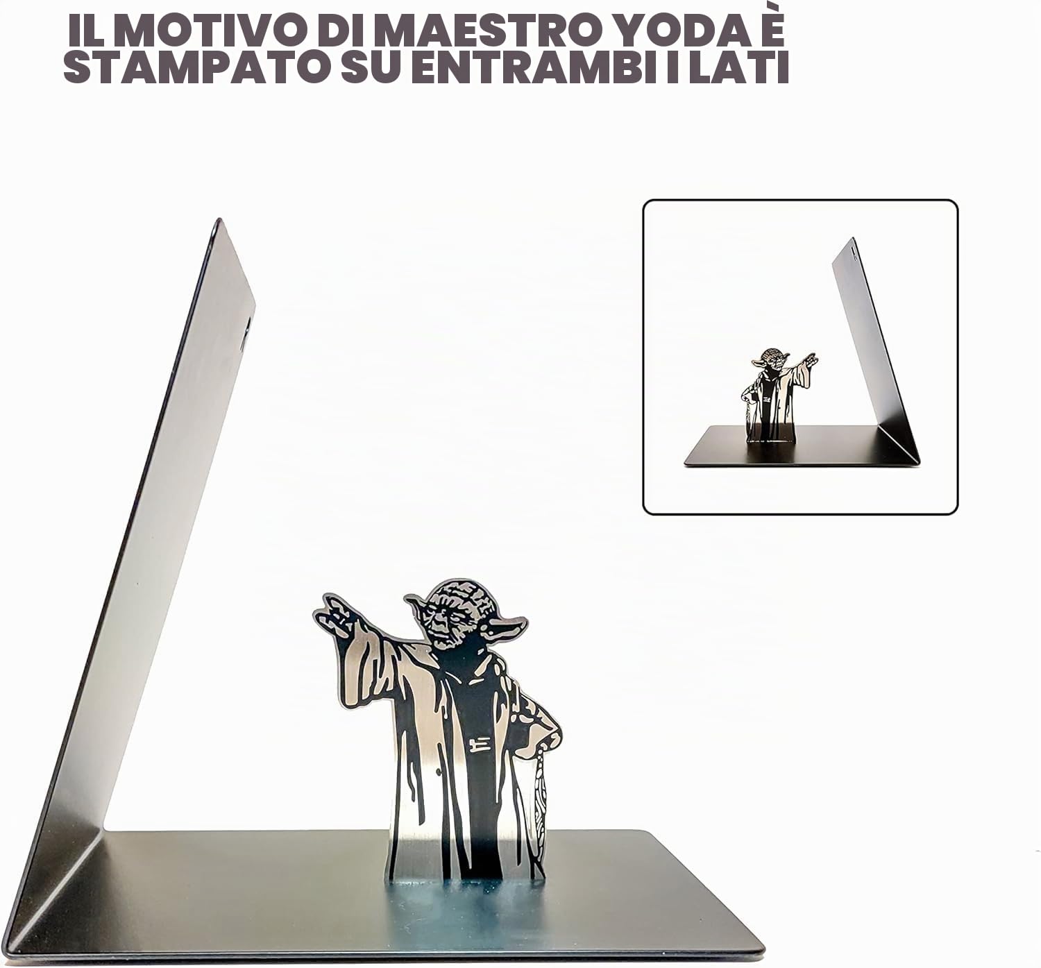 Master Yoda Force Fermalibri in Metallo con Stampa su Entrambi i Lati, Regalo Creativo per Appassionati di Star Wars