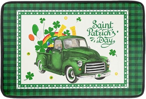 Tapete de secado de platos del día de San Patricio para encimera de cocina 18 x 24 pulgadas tapete de secado de platos de microfibra de trébol verde