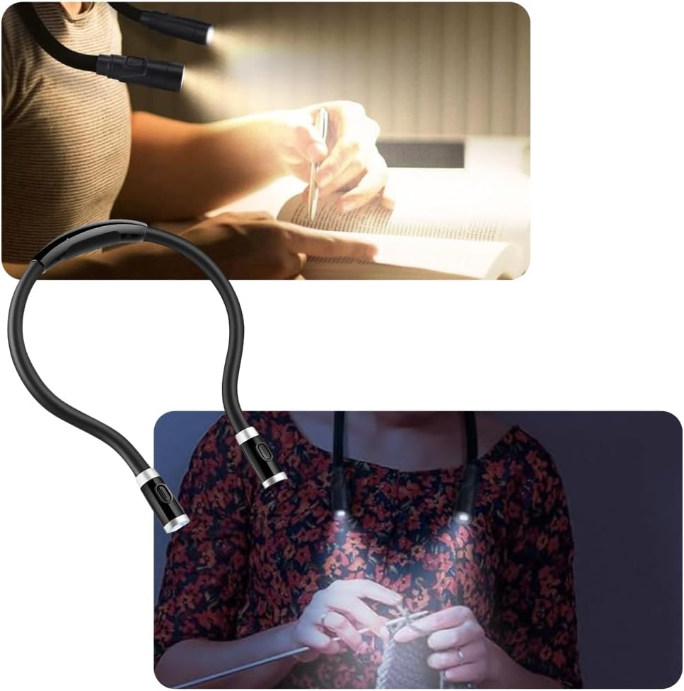 Applies to Light Rechargeable Reading Lamp Eye Protect Charge Book Light Black/Blue USB Neck Lights(Blue)