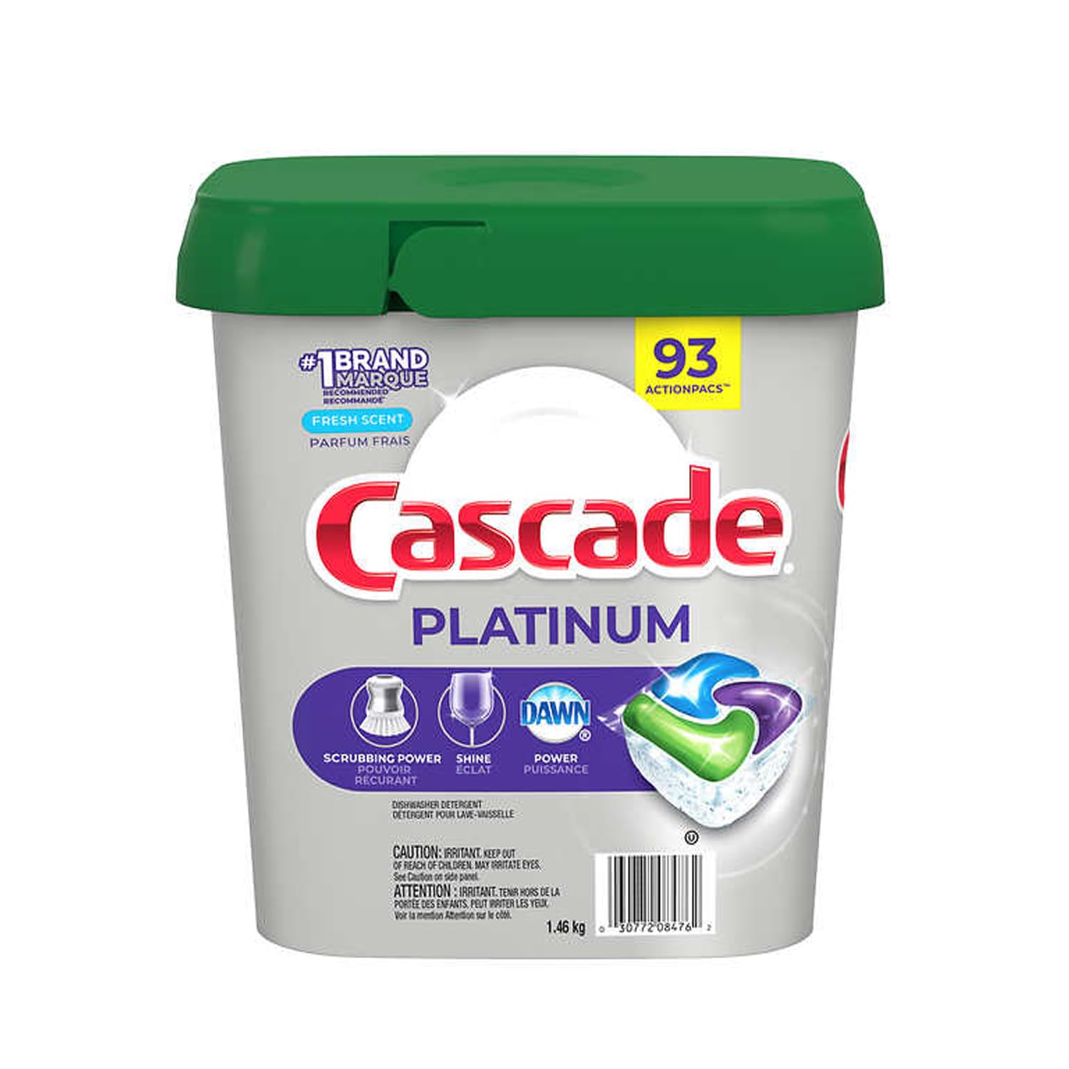 Cascade Platinum Dishwasher Detergent Actionpacs, 93-Count - 1.46Kg