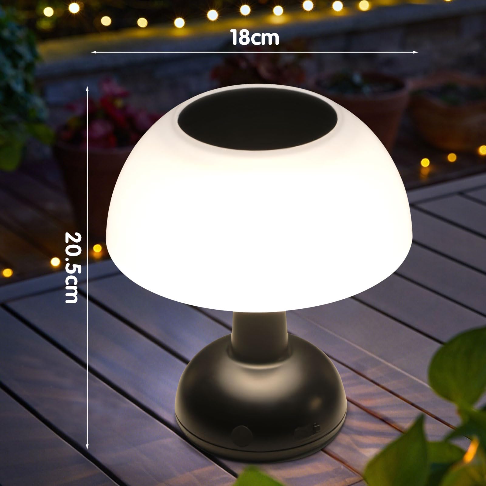 Lampada da tavolo a energia solare, per esterni, da tavolo, USB, ricaricabile, a energia solare, IP54, impermeabile, da tavolo, senza fili, per esterni, giardino, balcone, ristorante