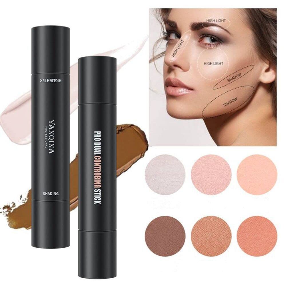 2 in 1 Bastone di Contorno, Stick Fluorescente della Penna, Doppia Penna di Correzione del Contorno, Penna Cosmetica Impermeabile, Trucco Correttivo (03#)