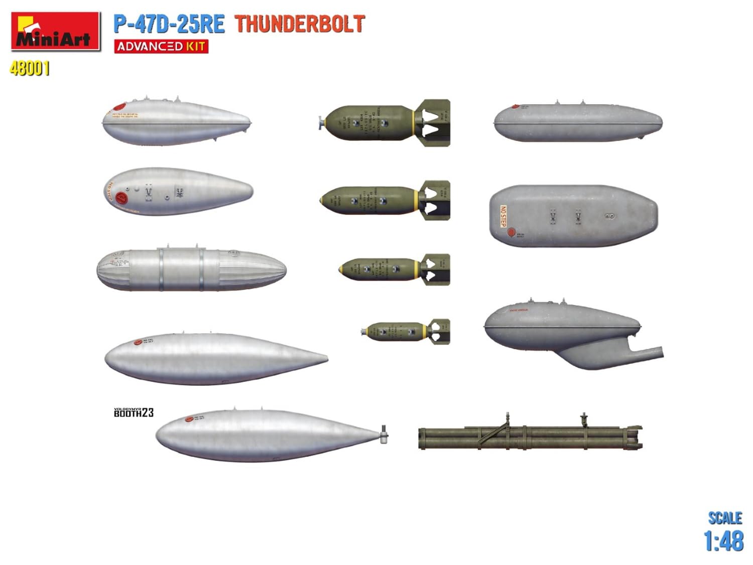 MiniArt 48001 1:48 P-47D-25RE Thunderbolt ADV.Kit replica fedele all'originale, modellismo, kit di costruzione in plastica, fai da te, hobby, collage, modellismo, da montare, non verniciato