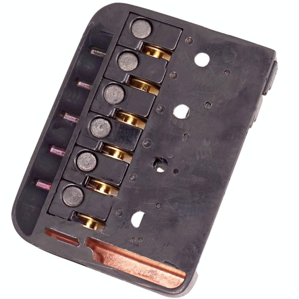 Puente de guitarra eléctrica sin cabeza de 6 cuerdas, sillín fijo con tornillos de tuerca de bloqueo y llaves para piezas de repuesto, color negro
