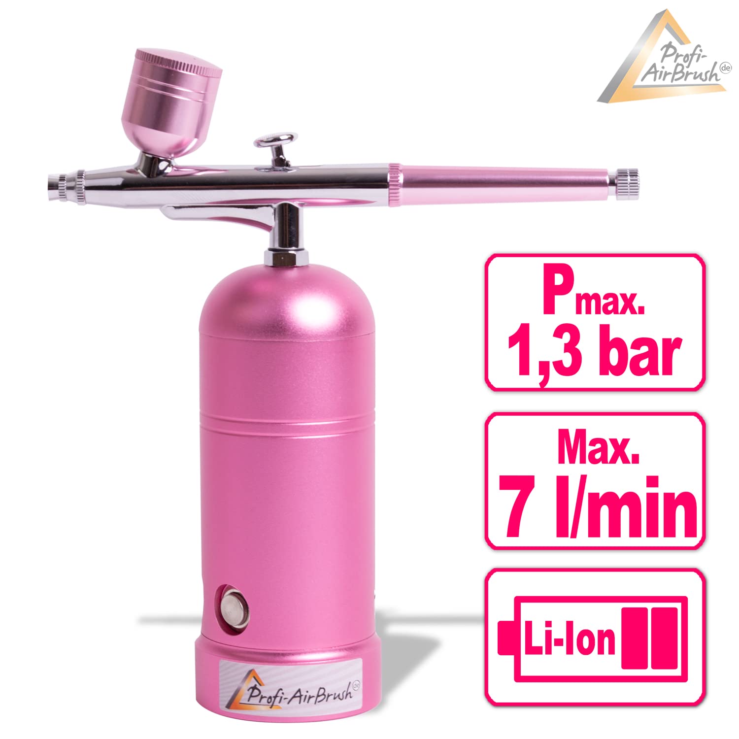 Airbrush, Spritzpistole Set, Kompressor Set Airbrush Kit, Kabellose Airbrush Set - Mini Airbrush Kompressor für Farben, Makeup, Kosmetik mit Airbrushpistole (ACCU-Star I ROSA)