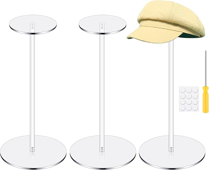 WSICSE 3 Set Acrylic Hat Display Stand Clear Hat Stands for