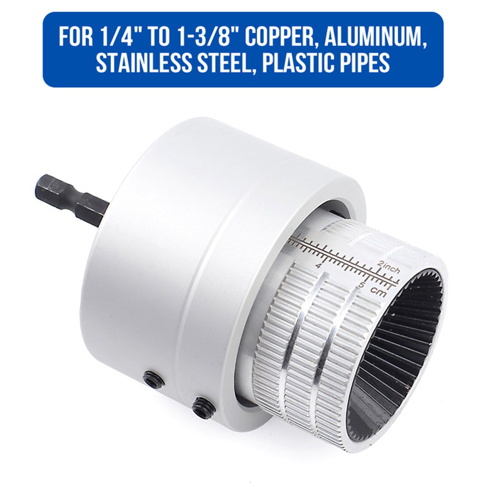 VBESTLIFE Adaptador de broca escariadora de tubo, chaflán exterior interior para amoladora angular de 0.25 a 1.38 pulgadas, tubos de plástico de acero inoxidable de aluminio y cobre