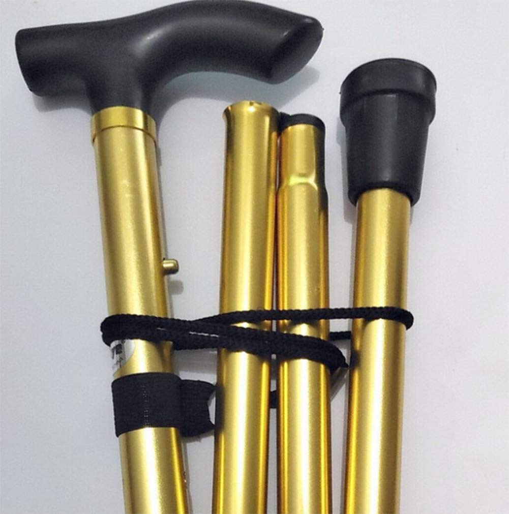 Bastón de aleación de aluminio ligero, bastón de trekking con bastón, bastón plegable de aluminio, bastón de trekking plegable telescópico de cuatro secciones, bastón antideslizante, muletas aju