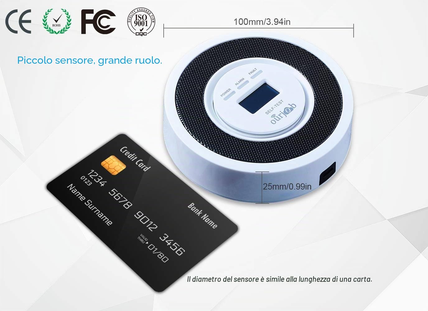 Rilevatore di Gas Combustibile-Ourjob, GPL/Gas naturale/Rilevatore di gas di carbone Sensore USB alimentato Allarme Gas Metano Rilevatore fughe di gas con allarme acustico e Display digitale (Bianco)