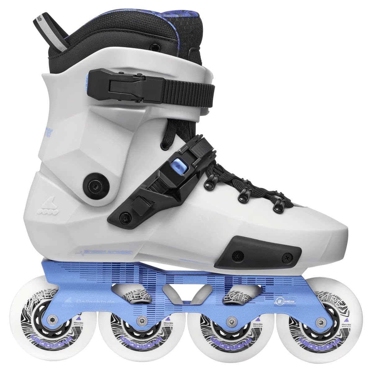 Rollerblade Patines en Línea Freeskate Twister XT - Máximo Control Urbano y Ajuste Preciso - Bota Rígida, Guía de Aluminio y Ruedas 80mm - Gris Claro/Violeta