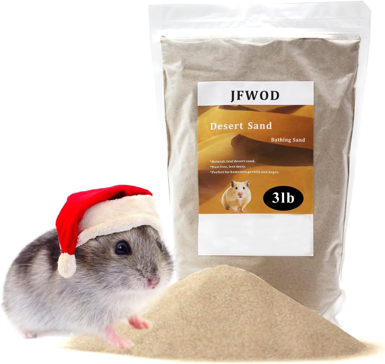 JFWOD Hamster Bath Sand, 7.7lb Dust Free Desert Sand or