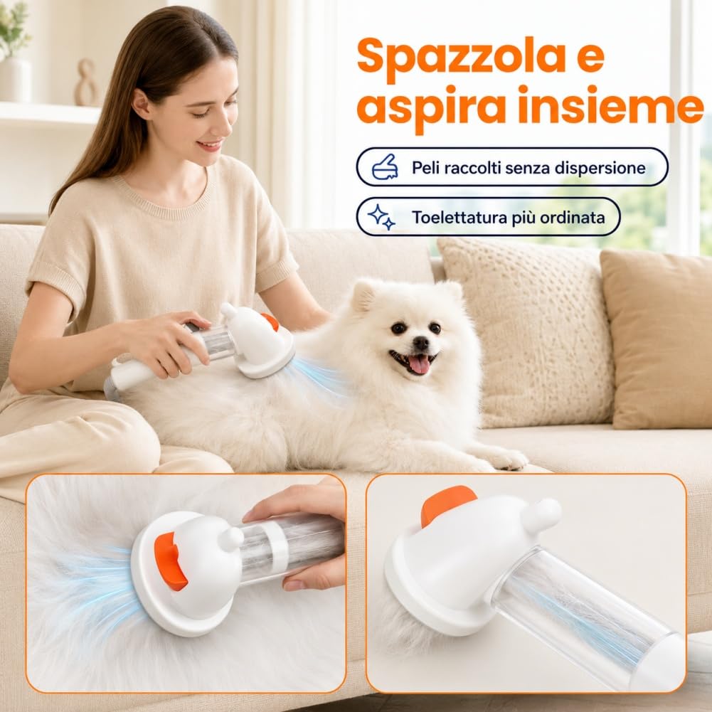 4 in 1 Spazzola Aspirante - Aspirapolvere Toelettatura per Cani Gatti