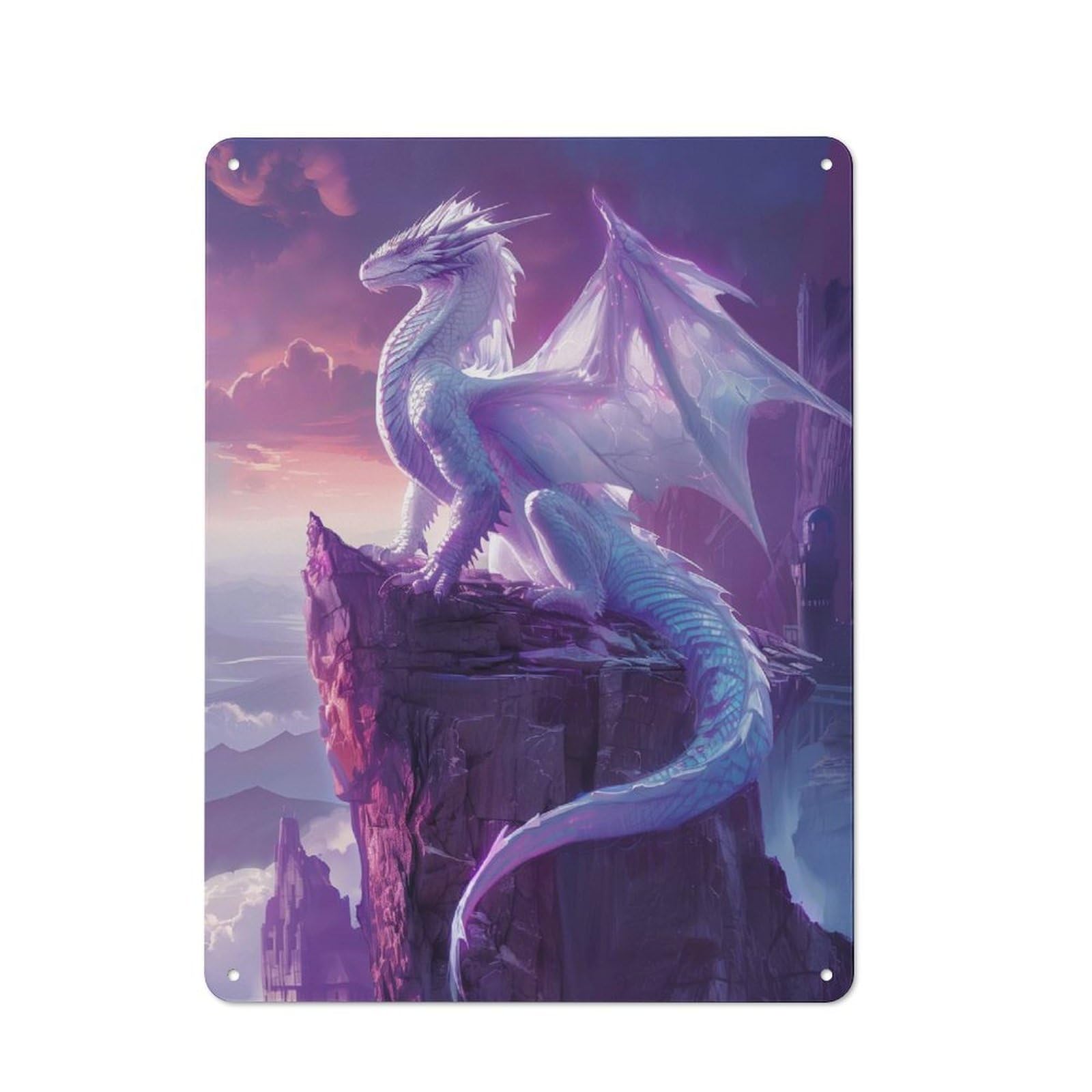 Shed Style Majestic White Dragon Shed Metal Sign 40x30cm, Shed Wall Decor for Shed, Garden Room, Porch Or Garage